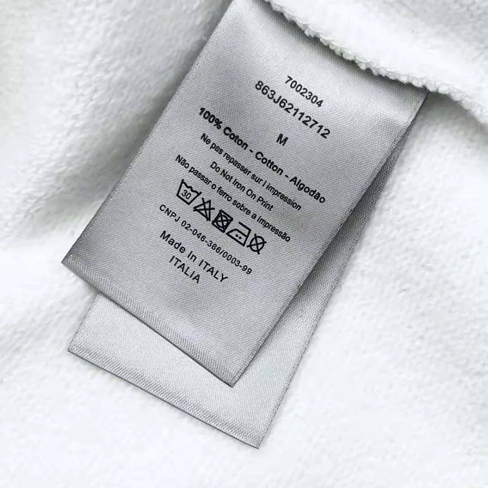 Dior Tears Oversized Hooded Sweatshirt White and Green Cotton Fleece for Men