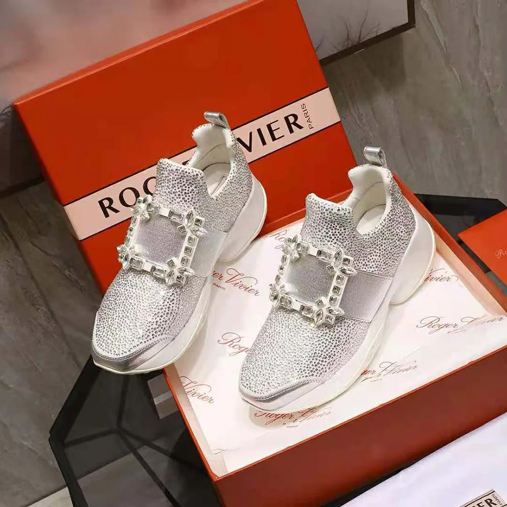 Roger Vivier Viv' Run Bling Strass Buckle Sneakers in Technical Fabrics for Women