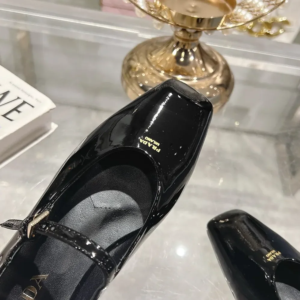 Prada Brushed leather Mary Jane ballerinas for Women in Black