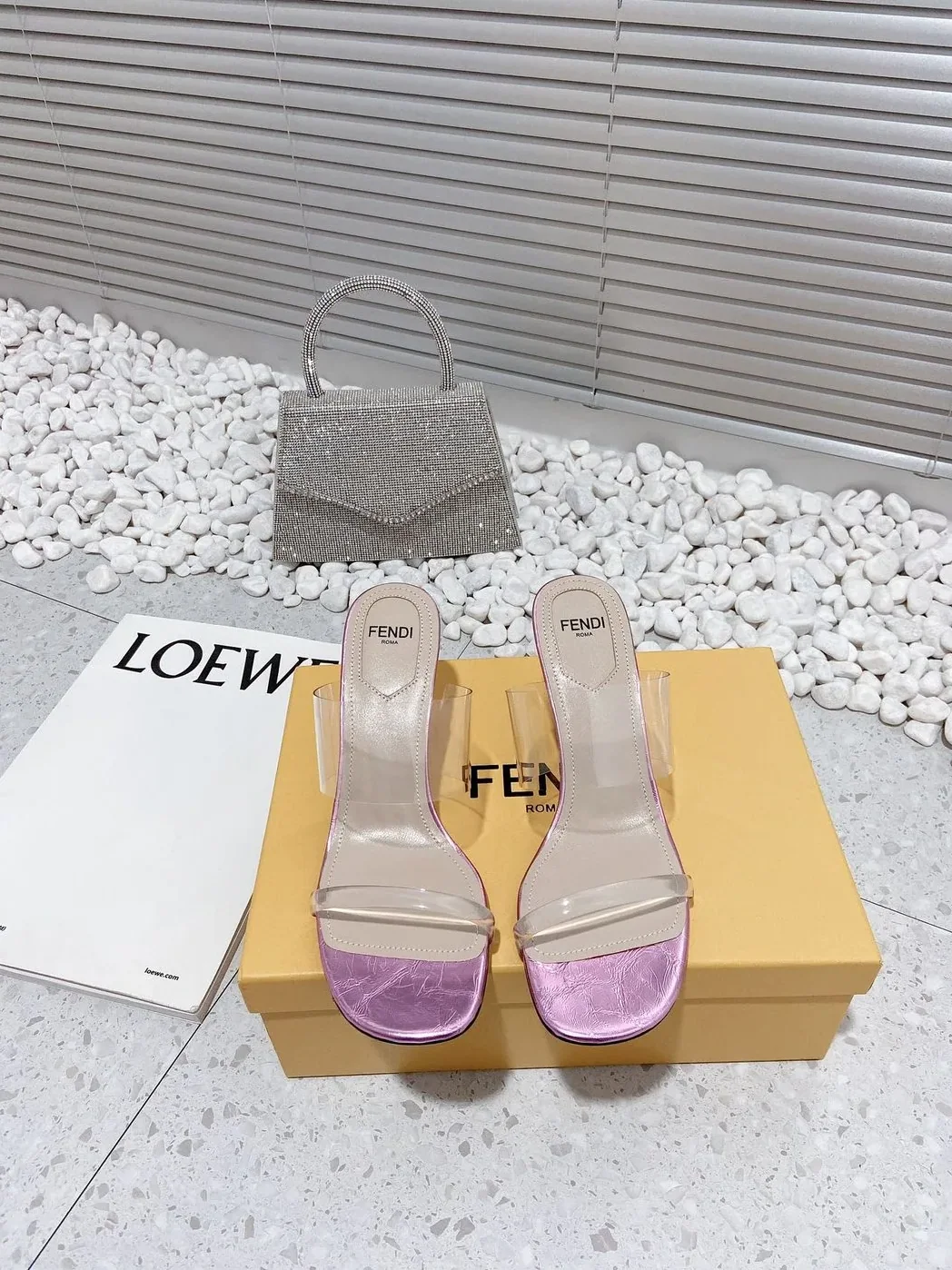 Fendi First Pink Transparent Medium in Heeled Sandals
