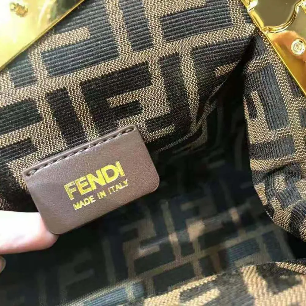 Fendi First Small Gold-colored Leather and Sequinned Bag for Women