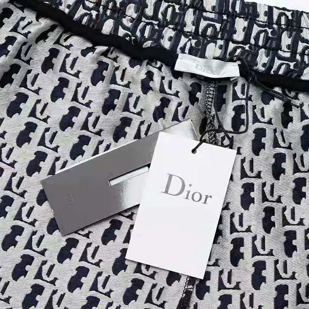 Dior Oblique Bermuda Shorts Blue Silk Twill for Men