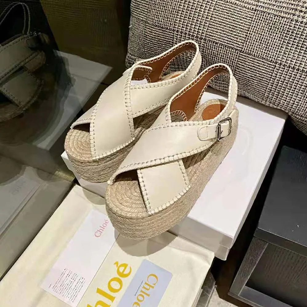 Chloe Lucinda Platform Espadrille in 6cm Heel Height for Women in White Chloe Lucinda Platform Espadrille in 6cm Heel Height for Women in White