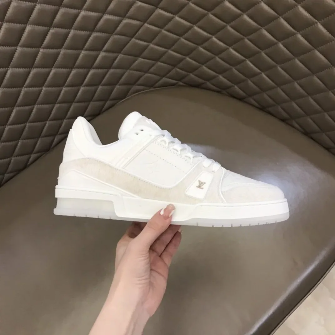 Louis Vuitton Trainer Sneaker Monogram Patent Canvas White Virgil Abloh LV 1A9G53 Louis Vuitton Trainer Sneaker Monogram Patent Canvas White Virgil Abloh LV 1A9G53