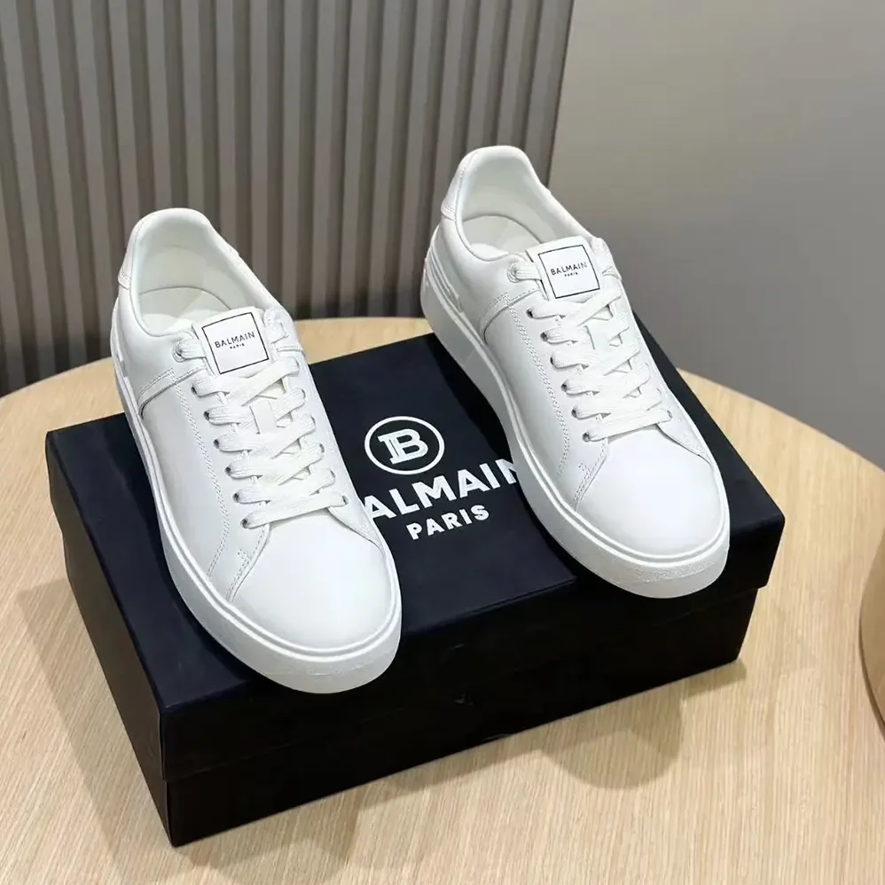 Balmain B Court Trainers in Calfskin for Unisex in White