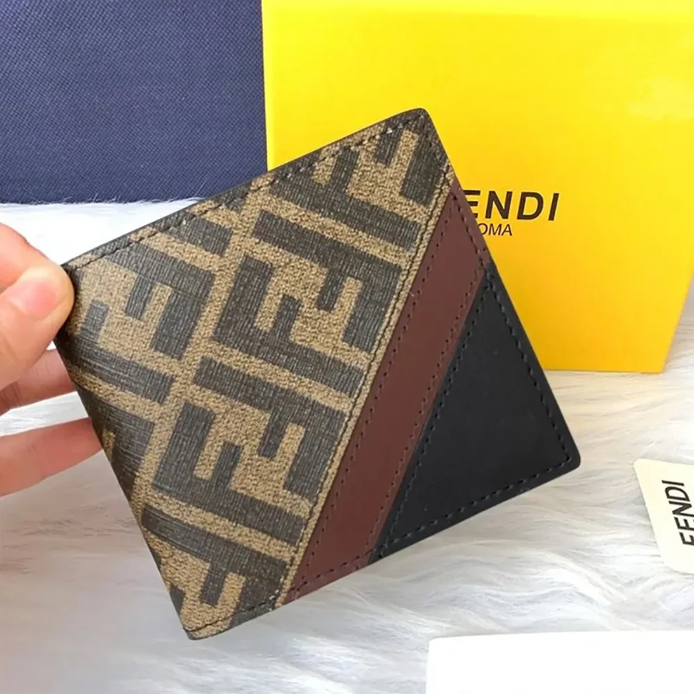 Fendi Bi-Fold Wallet in FF Motif Fabric Brown Coffee for Men