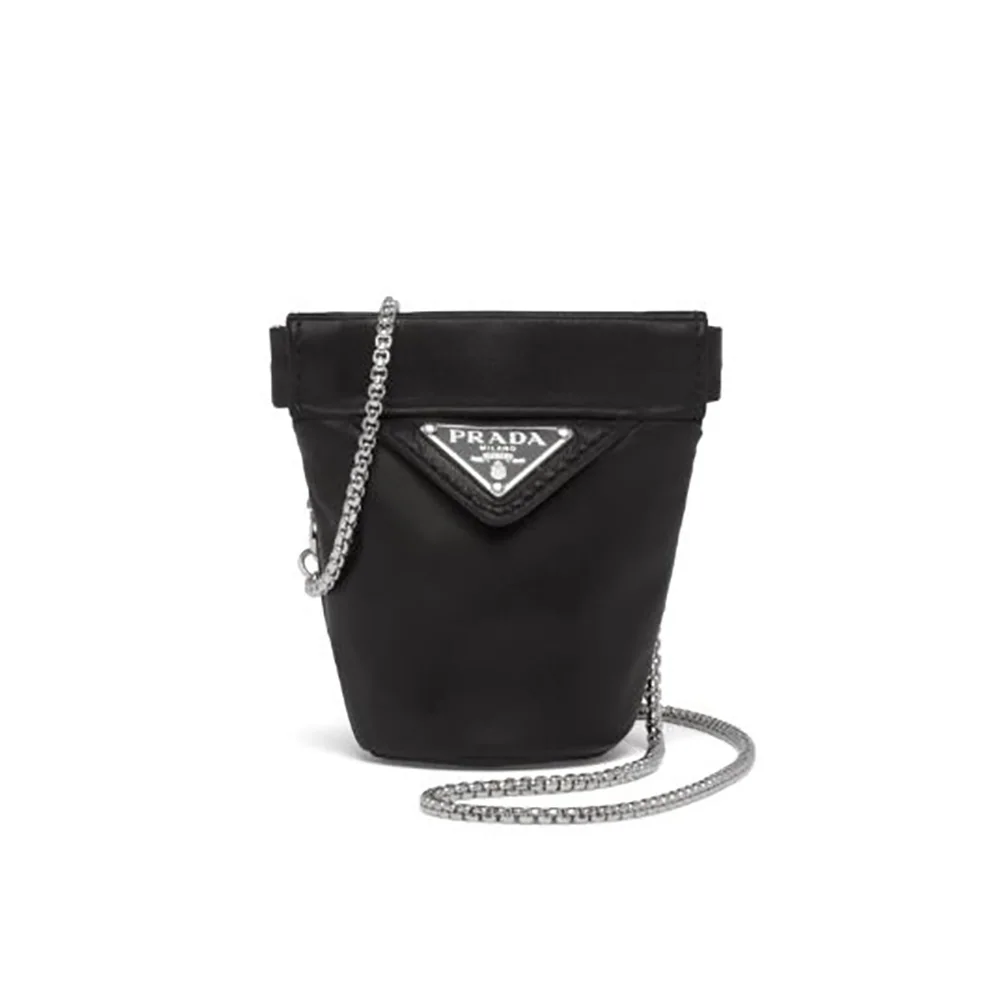 Prada Nappa Leather Mini-pouch with Necklace for Women in Black