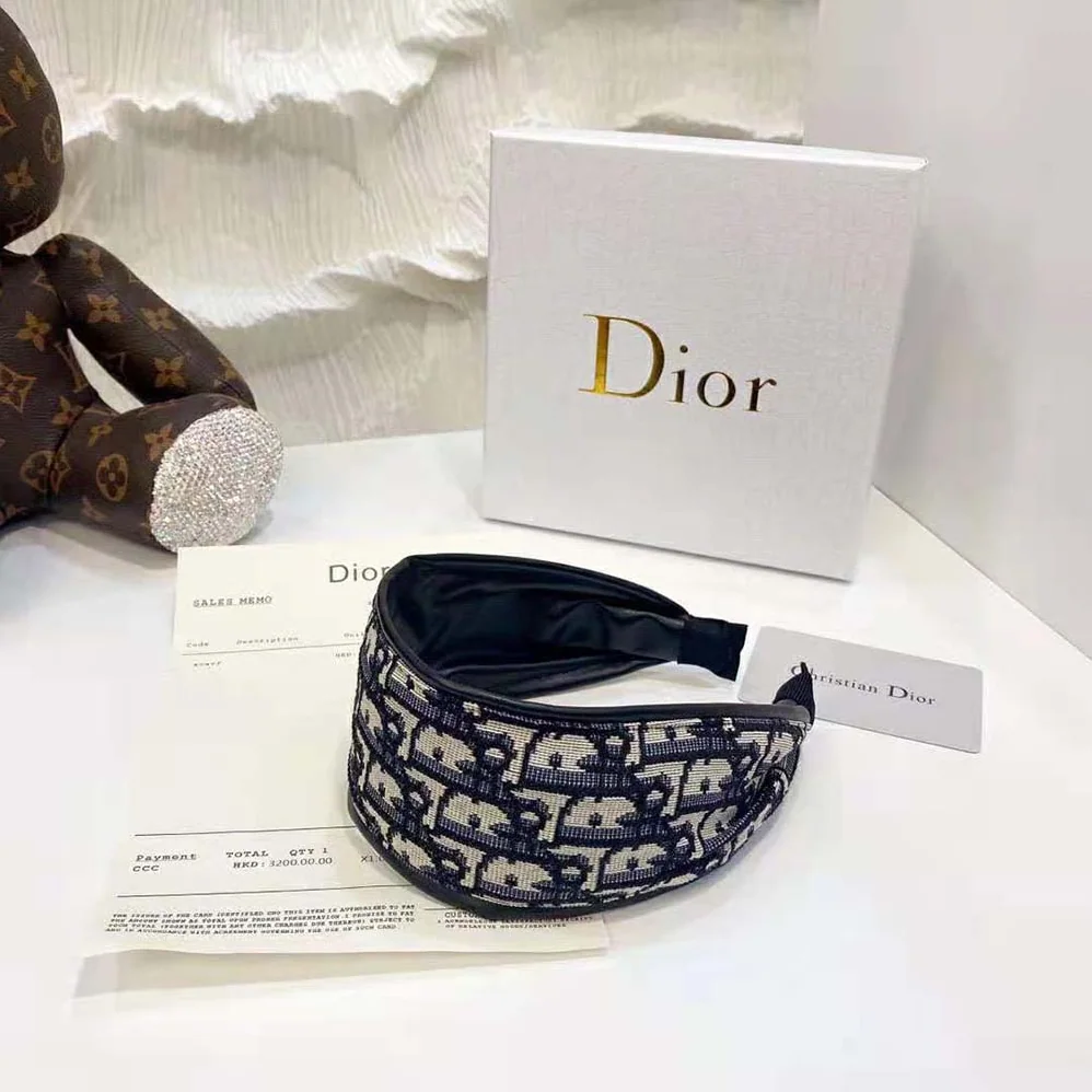 Dior D for Women in Oblique Headband Navy Cotton