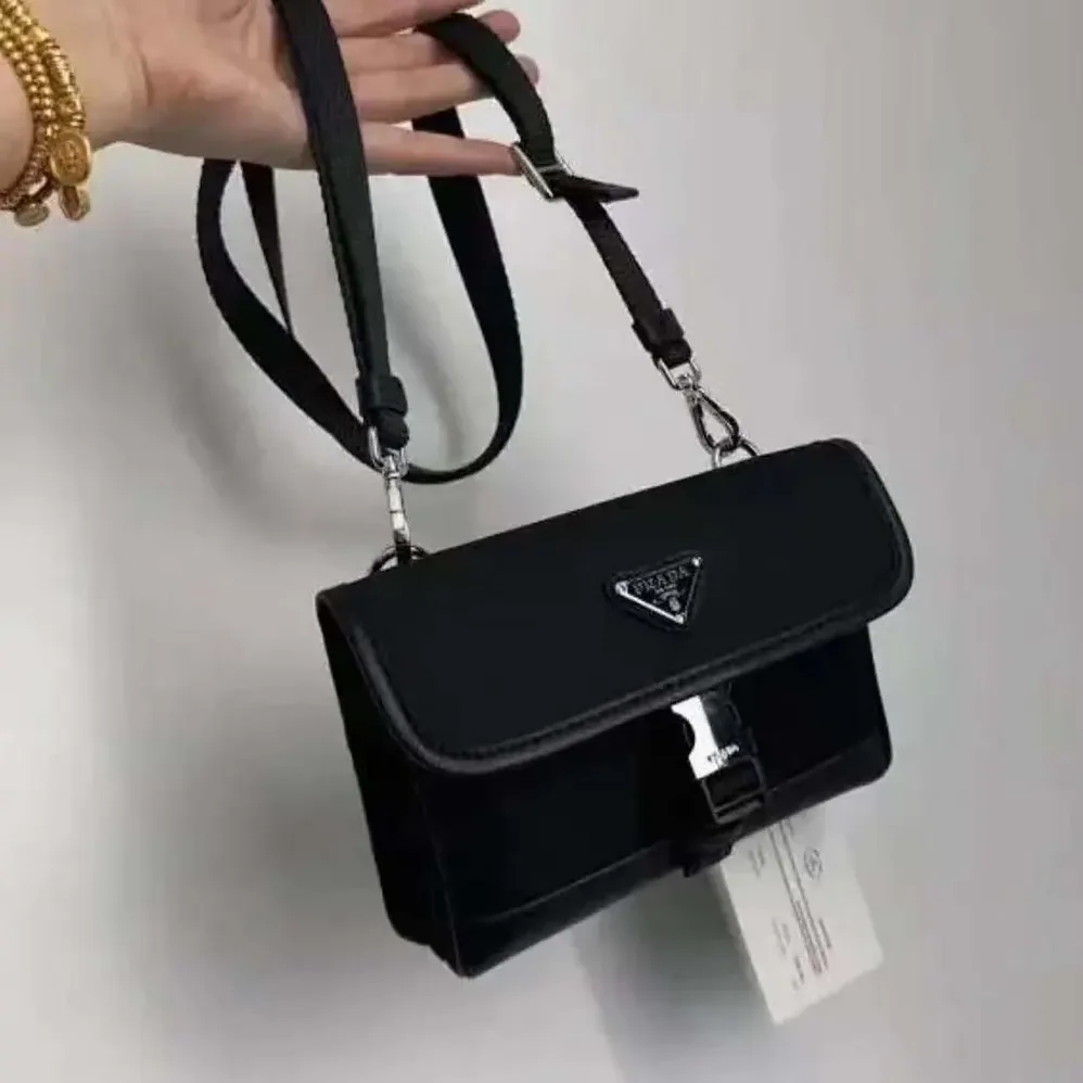 Prada Re-Nylon and Saffiano Shoulder Bag for Unisex in Black Prada Re-Nylon and Saffiano Shoulder Bag for Unisex in Black