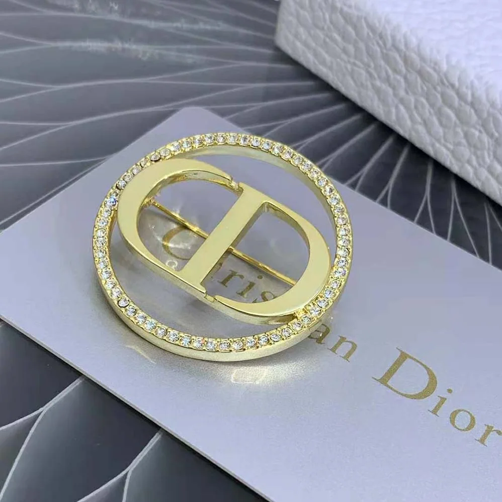 Dior 30 Montaigne Brooch Gold-Finish Metal and White Crystals for Women