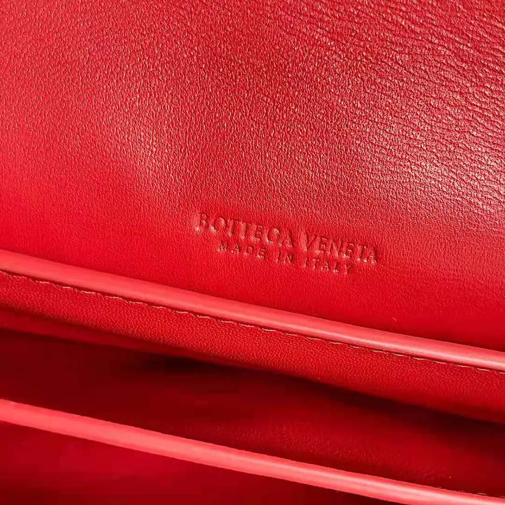 Bottega Veneta Trio Pouch On Strap Mini Intrecciato Leather Shoulder Bag for Women in Red