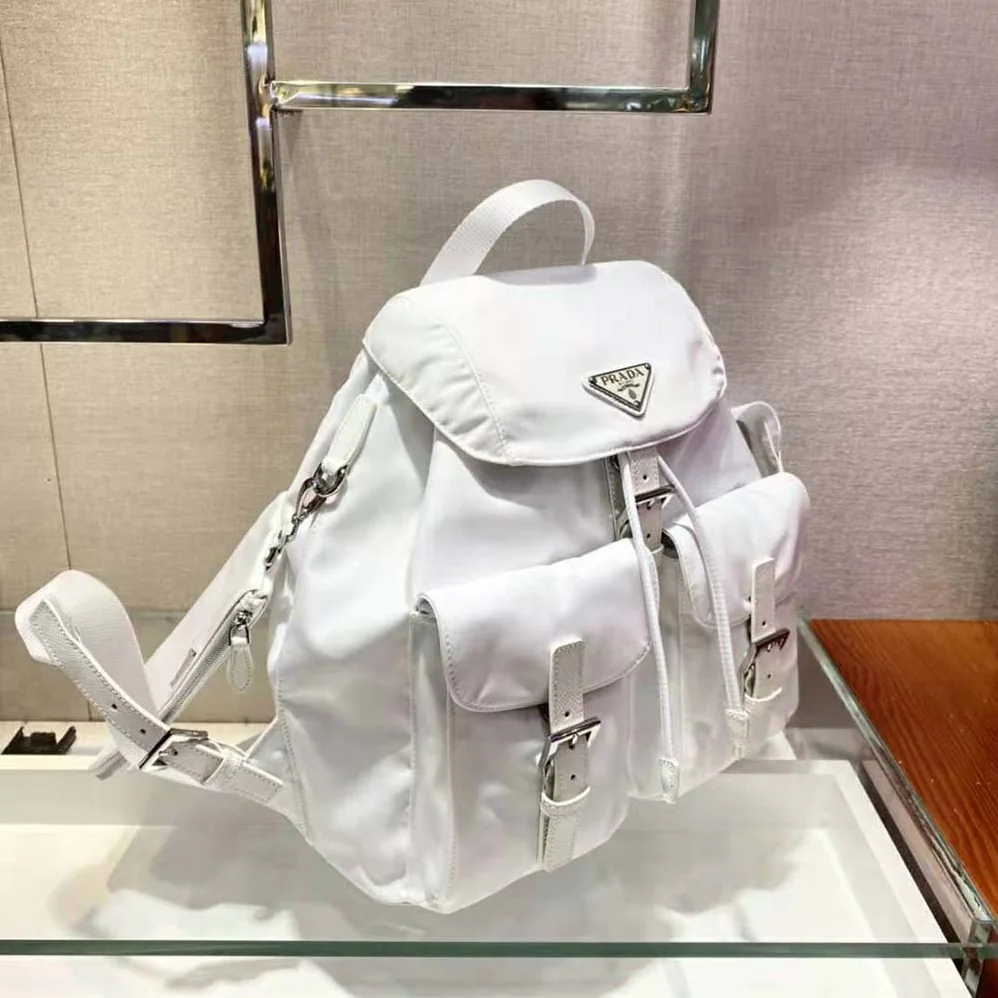 Prada Re-Nylon Medium Backpack for Women in White Prada Re-Nylon Medium Backpack for Women in White