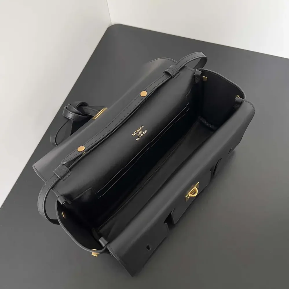 Balenciaga Bel Air Clutch On Strap Small in Black Smooth Calfskin for Women