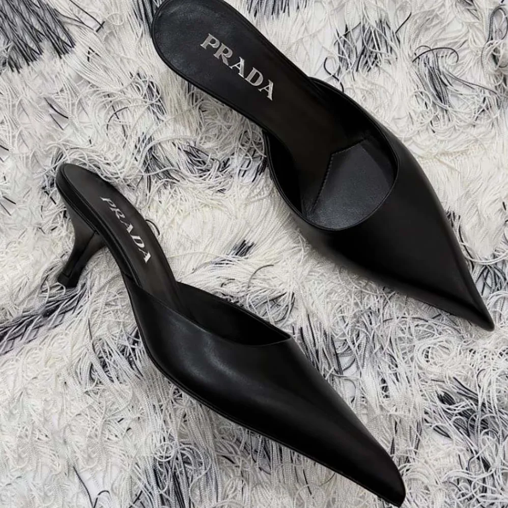 Prada Mules De Satén for Women in Black