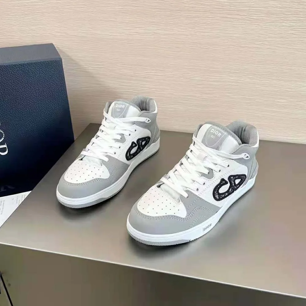 Dior B57 Mid-Top Sneaker Gray and White Smooth Calfskin for Men Dior B57 Mid-Top Sneaker Gray and White Smooth Calfskin for Men