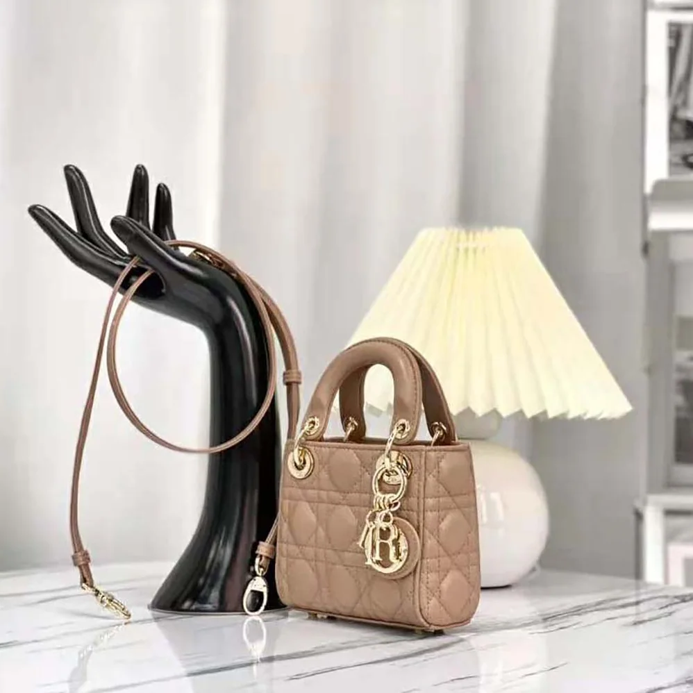 Dior Micro Lady Dior Bag Rose Des Vents Cannage Lambskin for Women