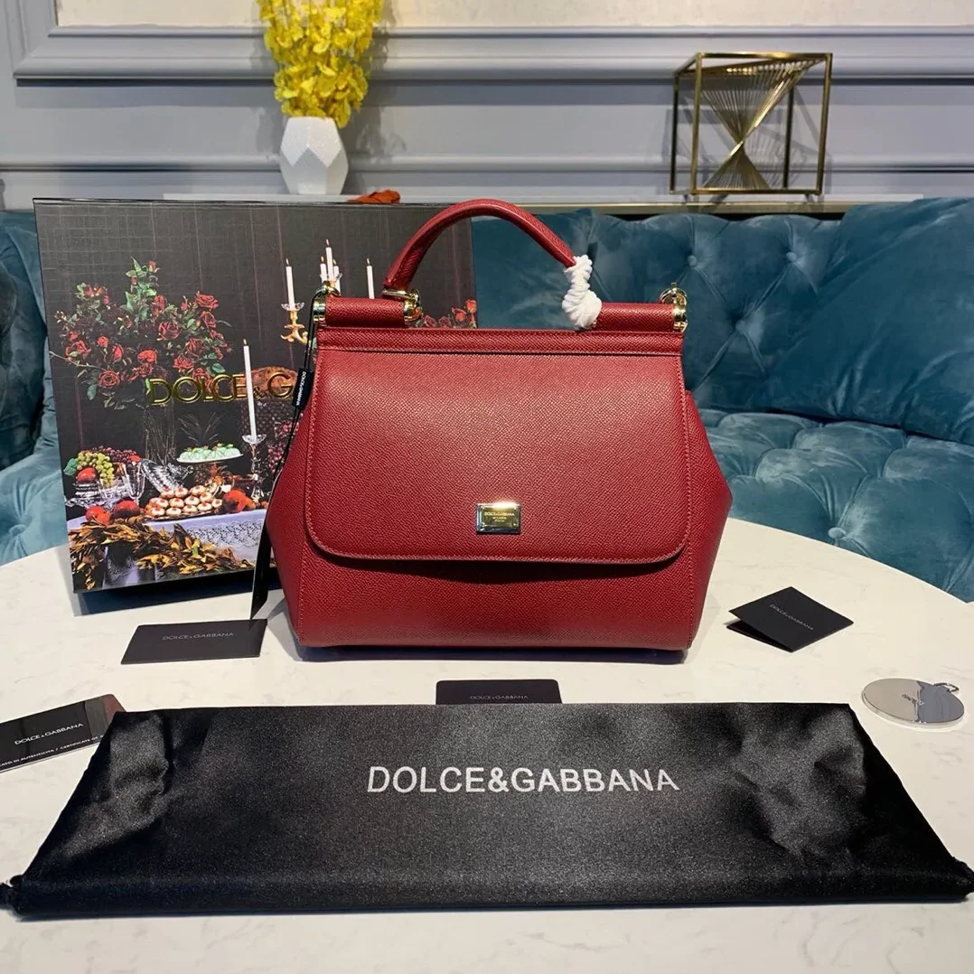 Dolce & Gabbana Small Sicily Bag In Dauphine Red / DG