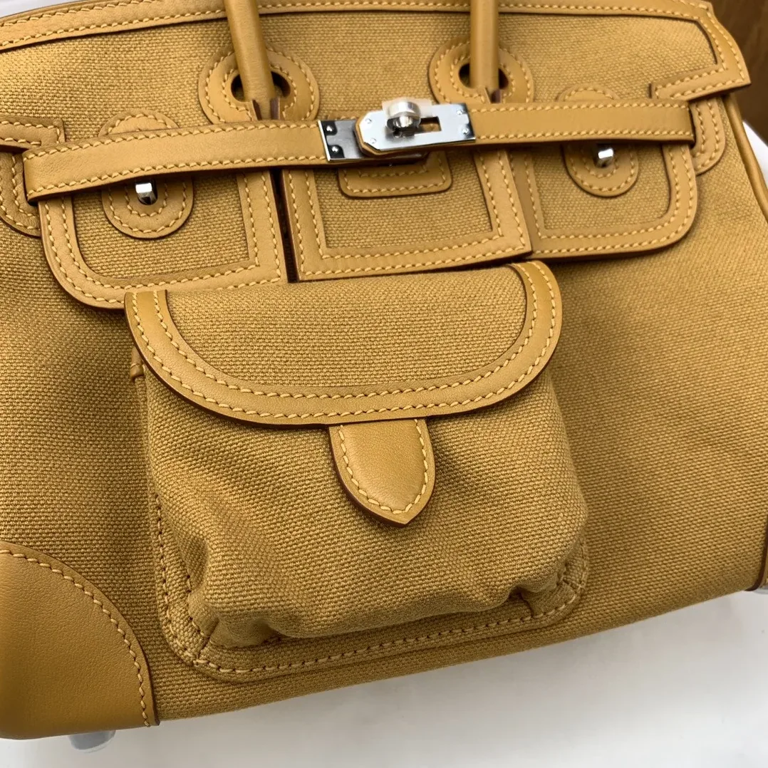 Hermes Birkin Cargo 25 Top Handle Bag in Beige Silver Hardware Hermes Birkin Cargo 25 Top Handle Bag in Beige Silver Hardware
