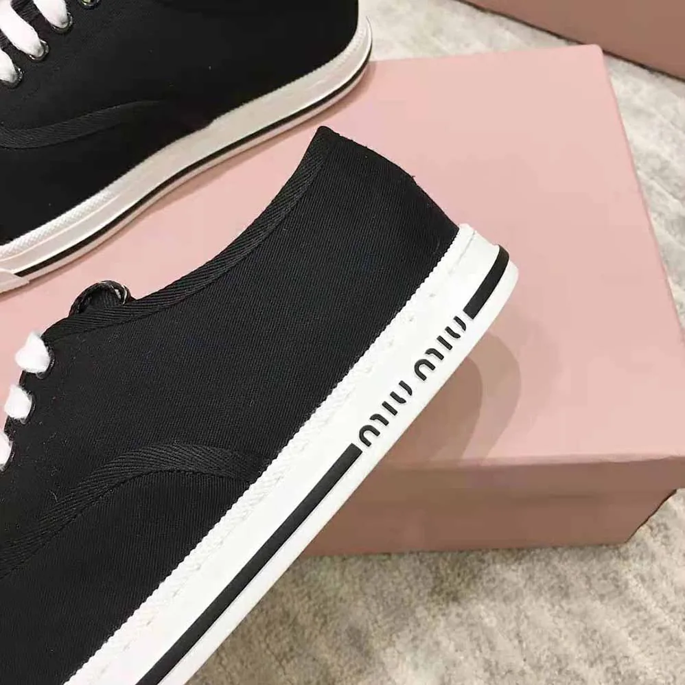 Miu Miu Cotton Gabardine Sneakers for Women in Black Miu Miu Cotton Gabardine Sneakers for Women in Black