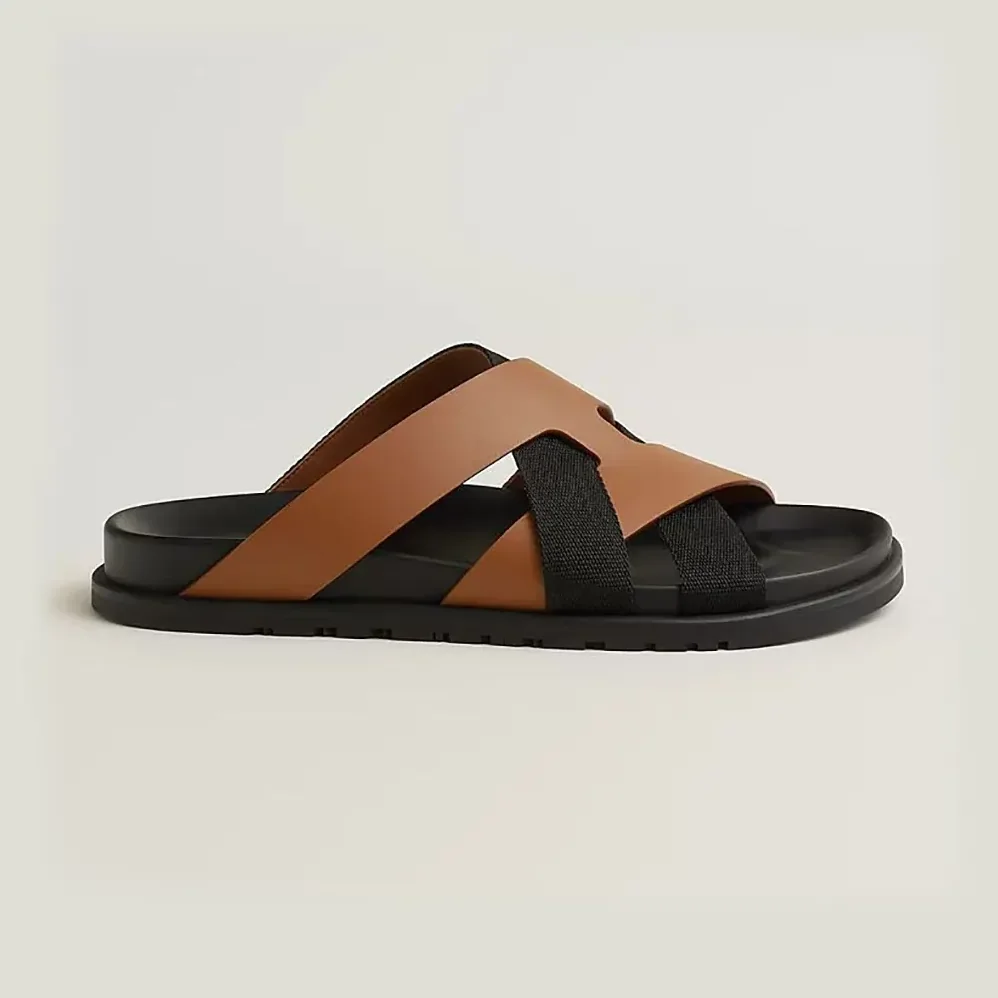 Hermes Kazimir Sandal for Unisex in Brown/Black Hermes Kazimir Sandal for Unisex in Brown/Black