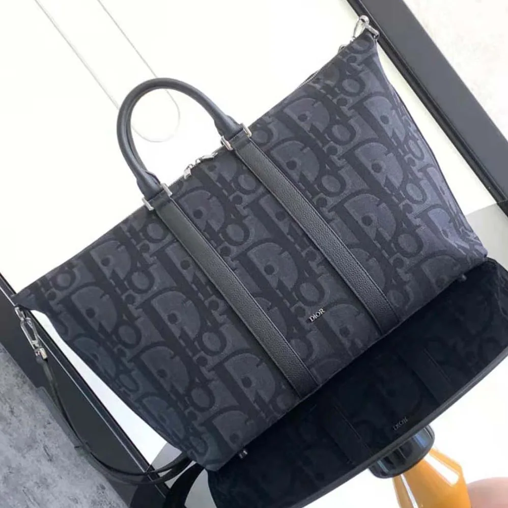Dior Weekender 50 Bag Black Maxi Dior Oblique Jacquard for Men