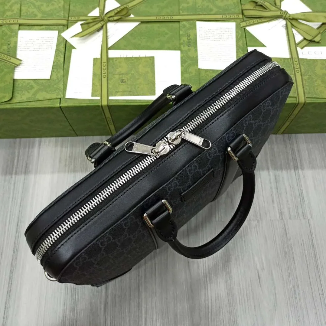 Gucci Black Briefcase GG Grey /