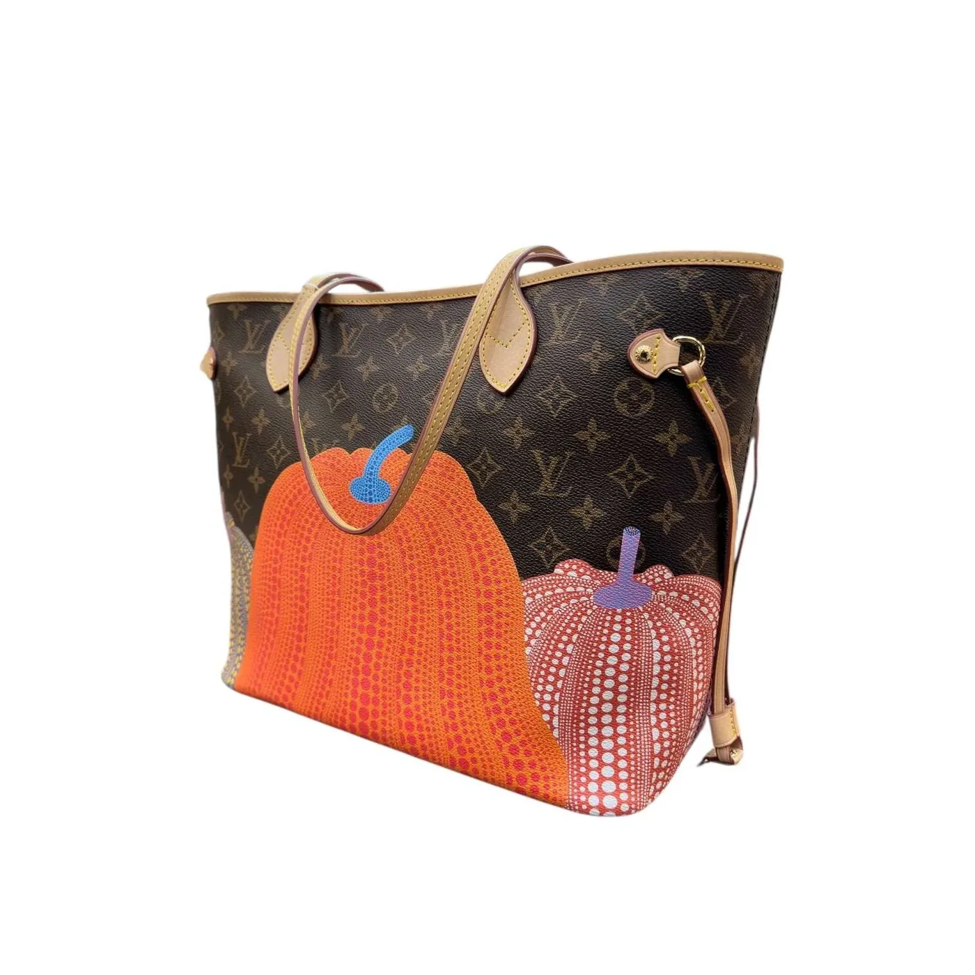 Pumpkin Monogram Neverfull MM style tote bag red interior USA