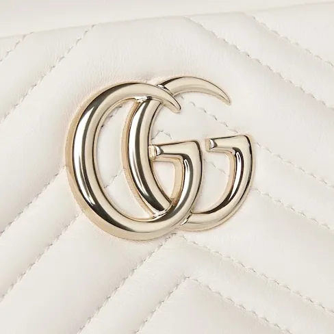 Gucci Marmont Camera Small Shoulder Bag in White Gold Hardware