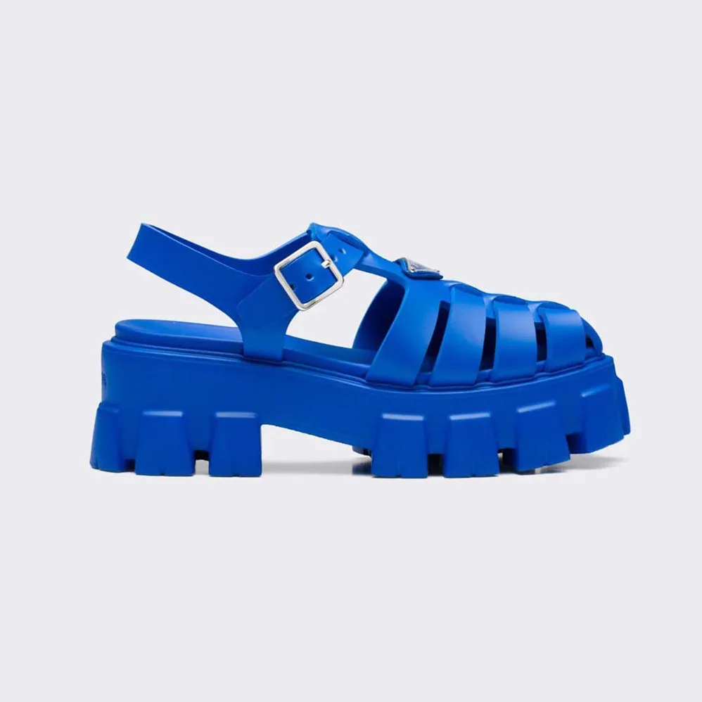 Prada Foam Rubber Sandals in 55 mm Heel Height for Women in Blue