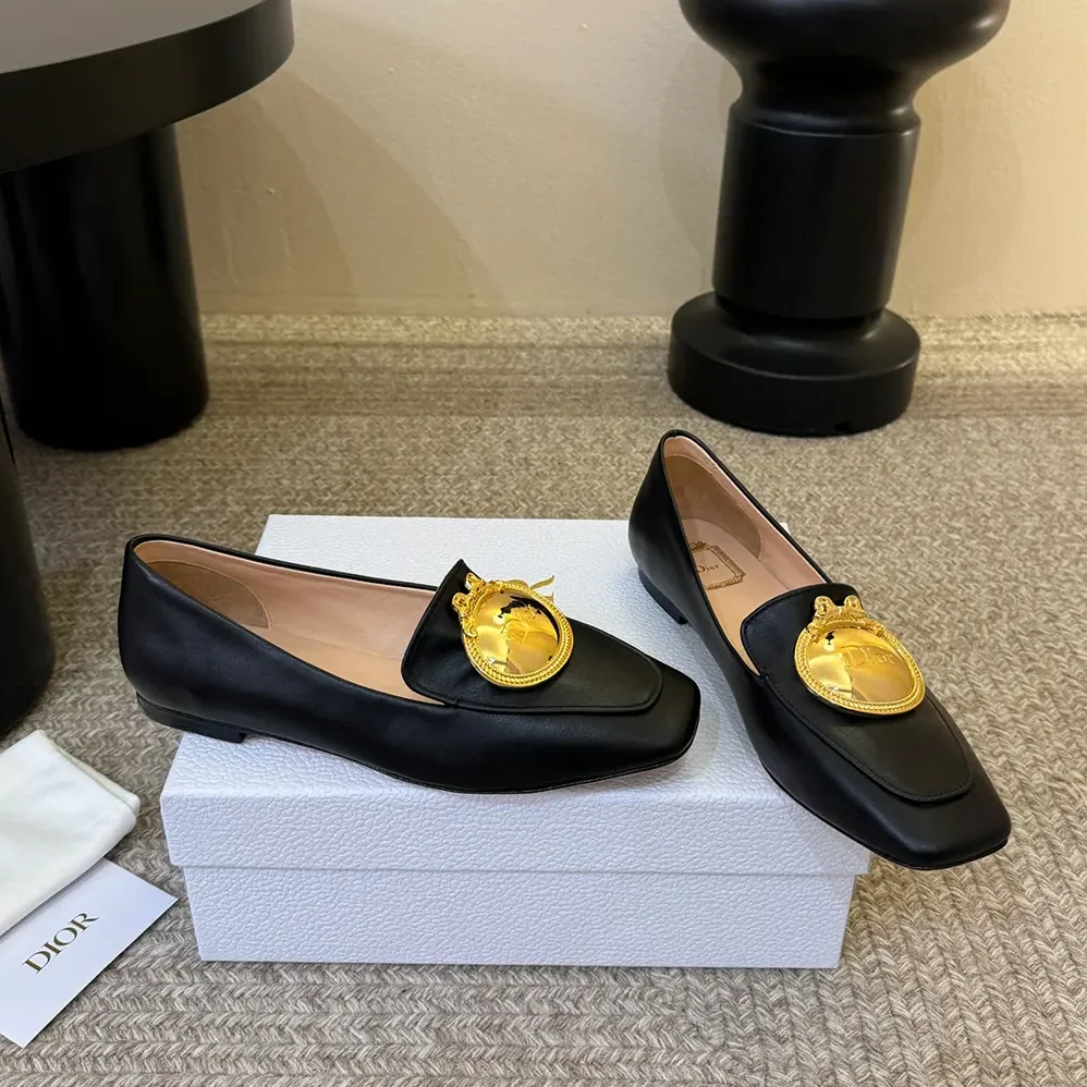 Dior Médaillon Buckle Loafer Black Lambskin for Women Dior Médaillon Buckle Loafer Black Lambskin for Women