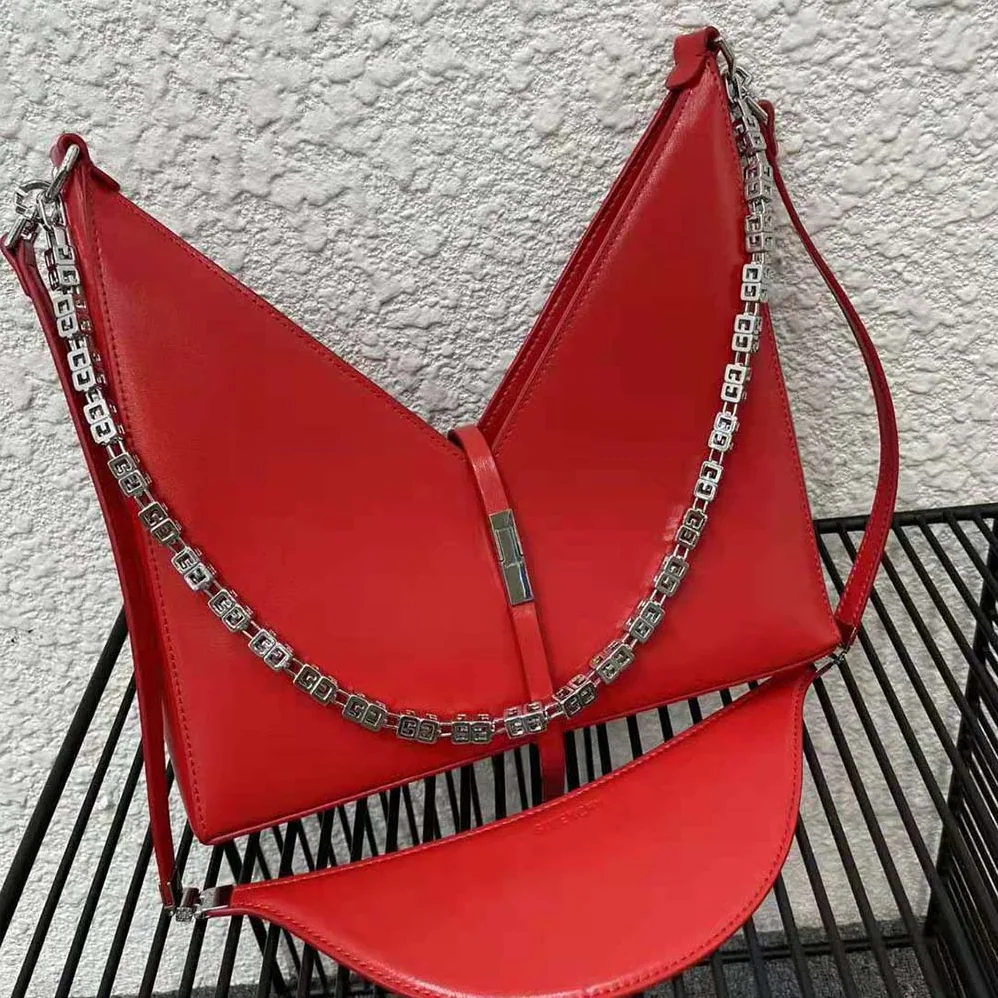 Givenchy Small Cut Out Bag in Box Leather with Chain for Women in Red