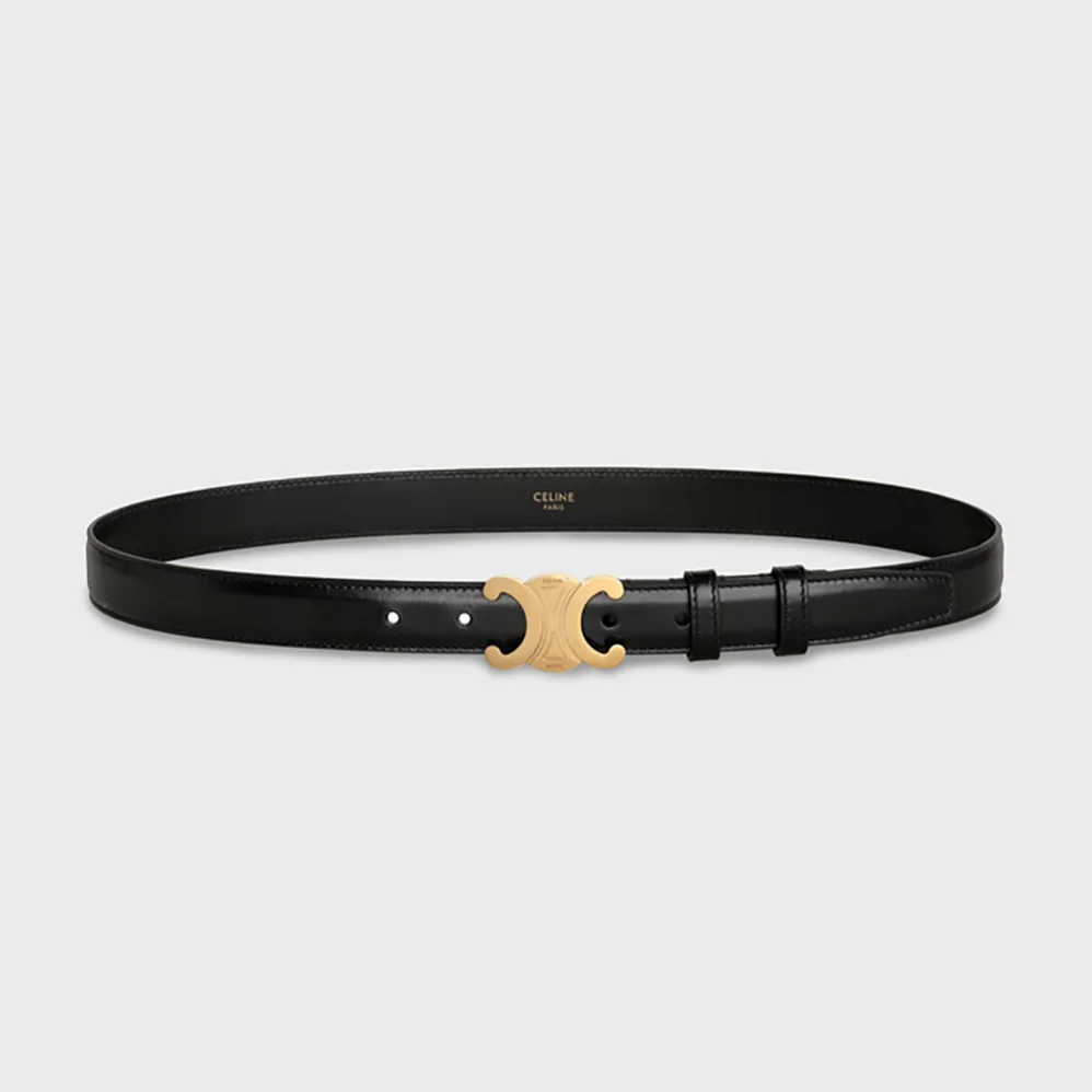 Celine Triomphe Belt in Smooth Calfskin for Women in Black