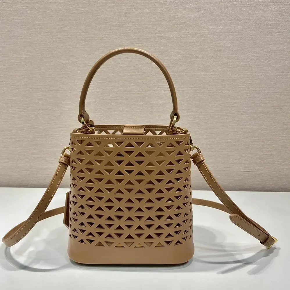 Prada Panier Leather Mini-bag with Cut-out Motif for Women in Brown Prada Panier Leather Mini-bag with Cut-out Motif for Women in Brown