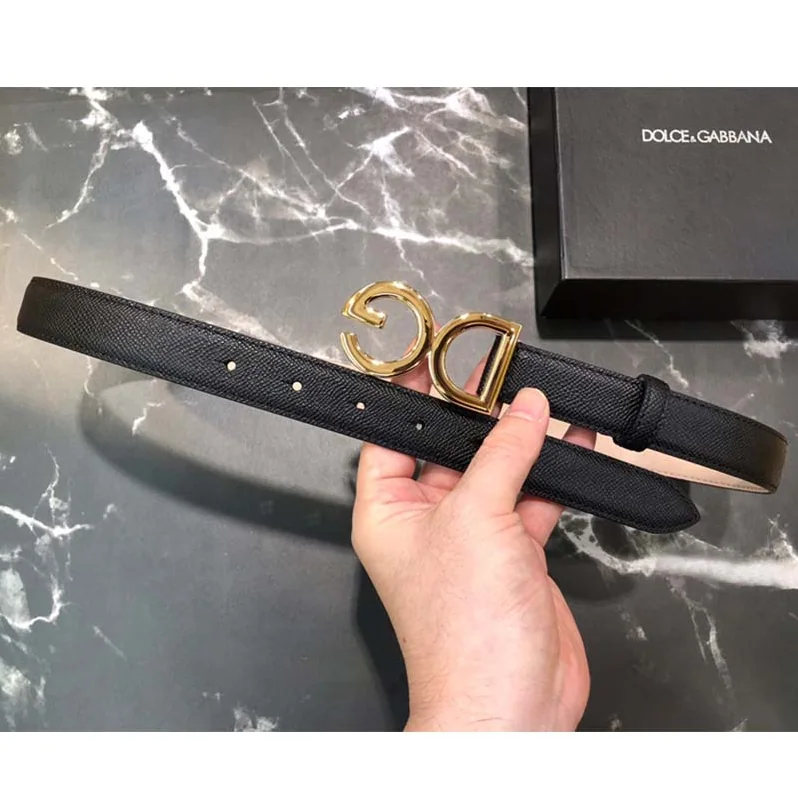 Dolce Gabbana D&G Dauphine Calfskin Belt for Women in Black Dolce Gabbana D&G Dauphine Calfskin Belt for Women in Black