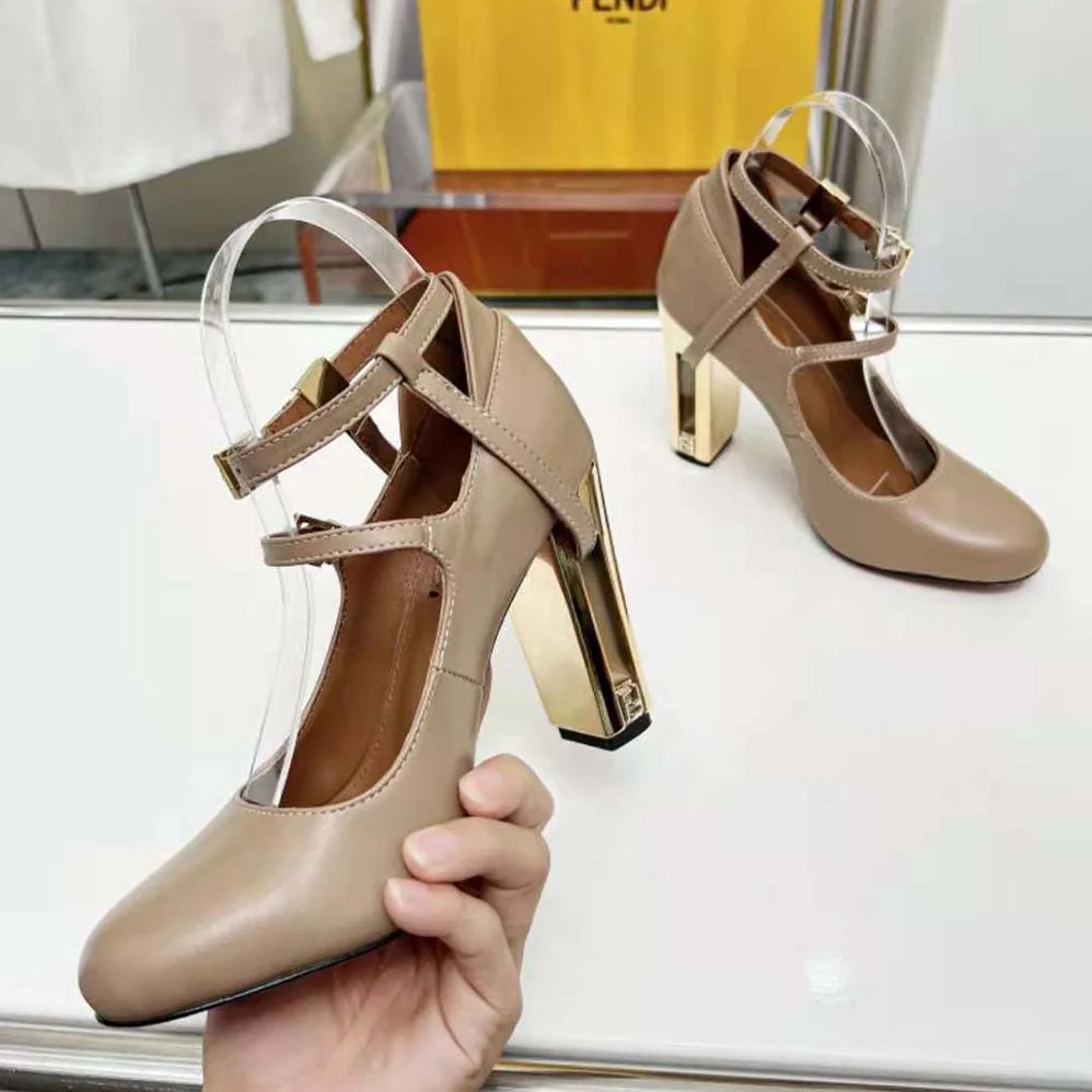 Fendi Delfina Dove Gray Leather High for Women in heeled Court Shoes Fendi Delfina Dove Gray Leather High for Women in heeled Court Shoes