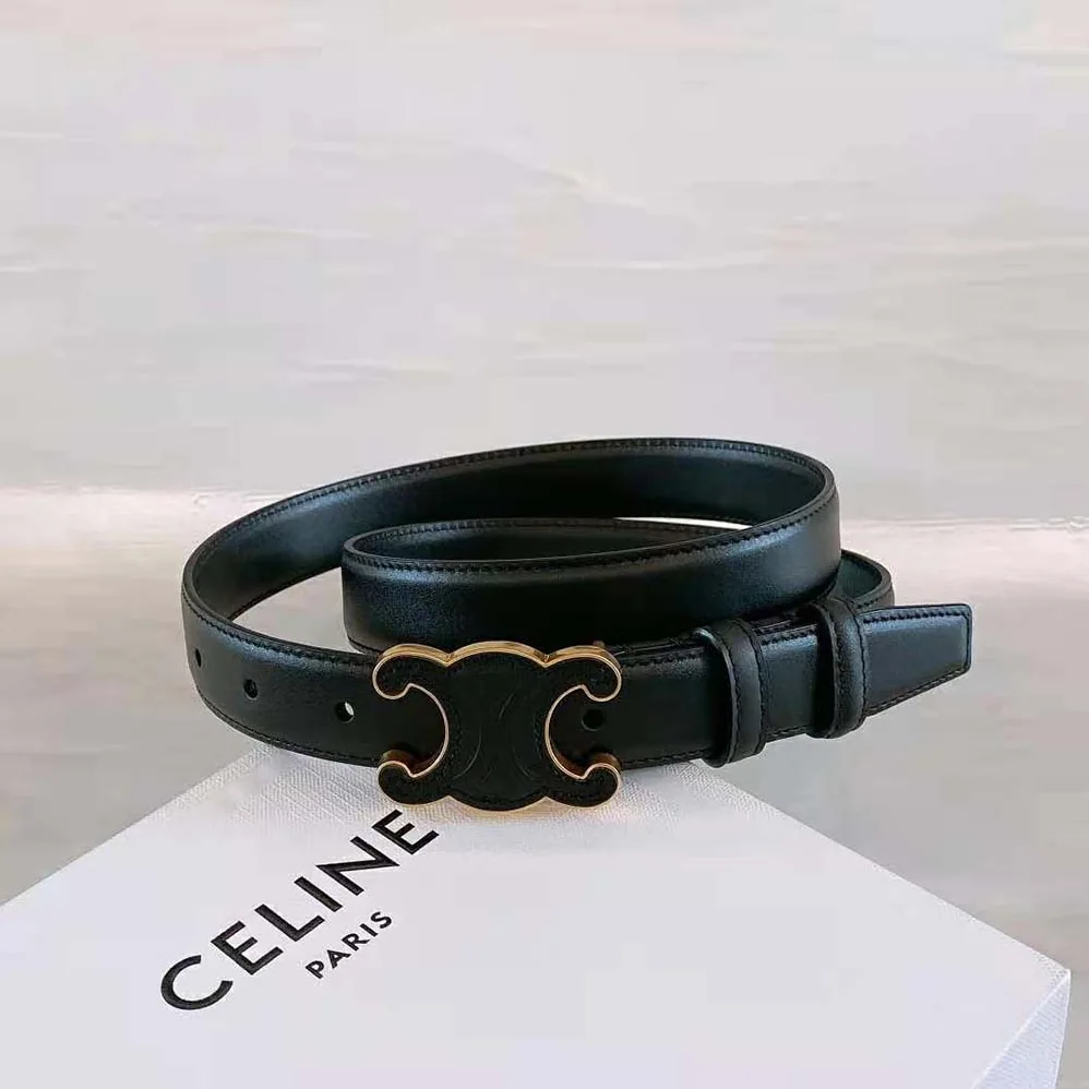 Celine Medium Cuir Triomphe Belt in Natural Calfskin for Women in Black Celine Medium Cuir Triomphe Belt in Natural Calfskin for Women in Black