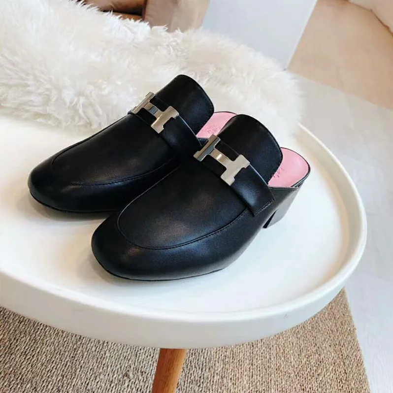 Hermes Shoes Paradis Mule 40mm Heel for Women in Black