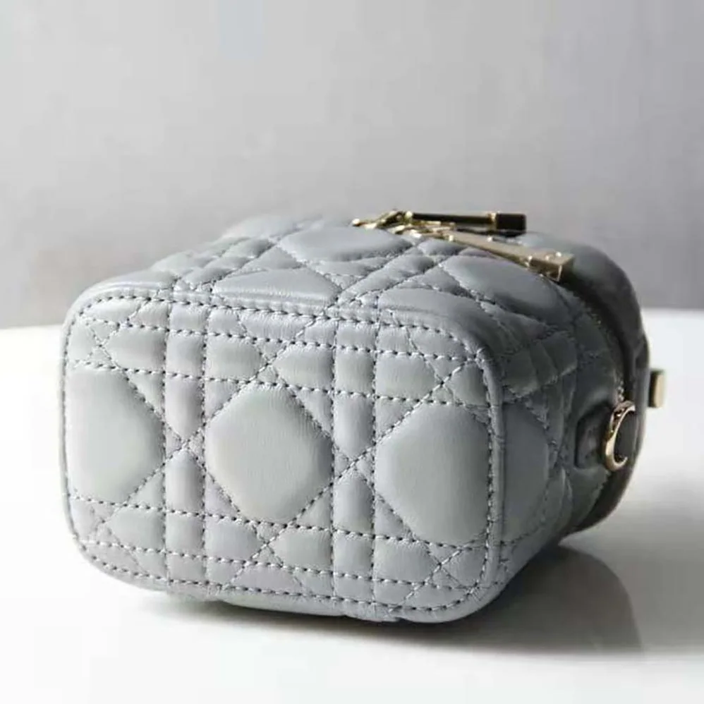 Dior Micro Lady Dior Vanity Case Cannage Lambskin for Women in Gray Dior Micro Lady Dior Vanity Case Cannage Lambskin for Women in Gray