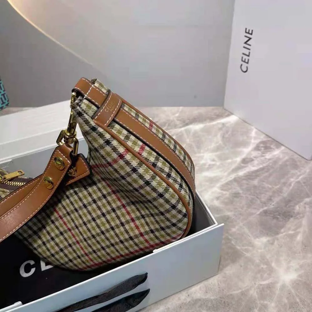 Celine Medium Strap Ava Bag in Textile and Calfskin for Women Celine Medium Strap Ava Bag in Textile and Calfskin for Women