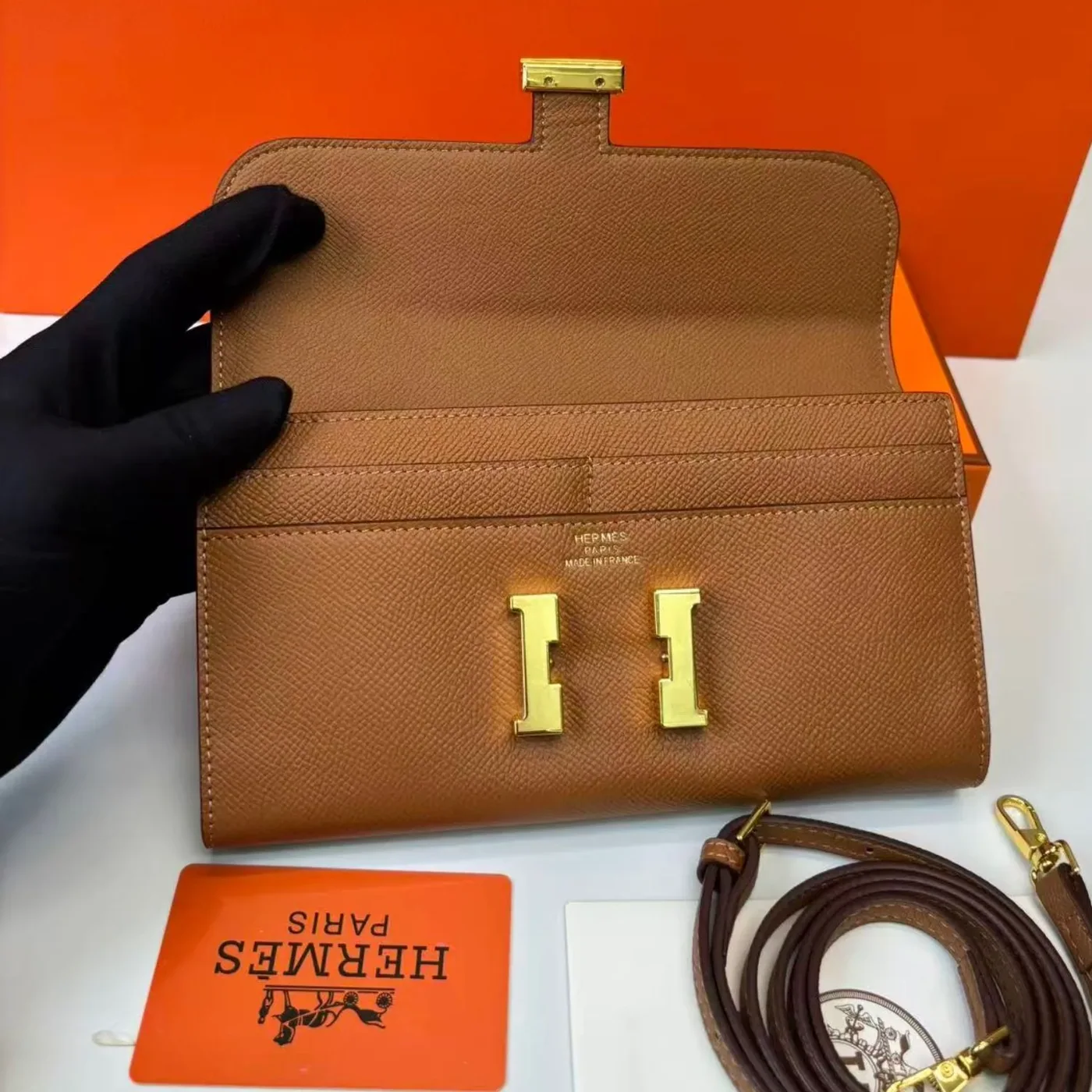Hermes Constance Epsom Long To Go Wallet Brown /