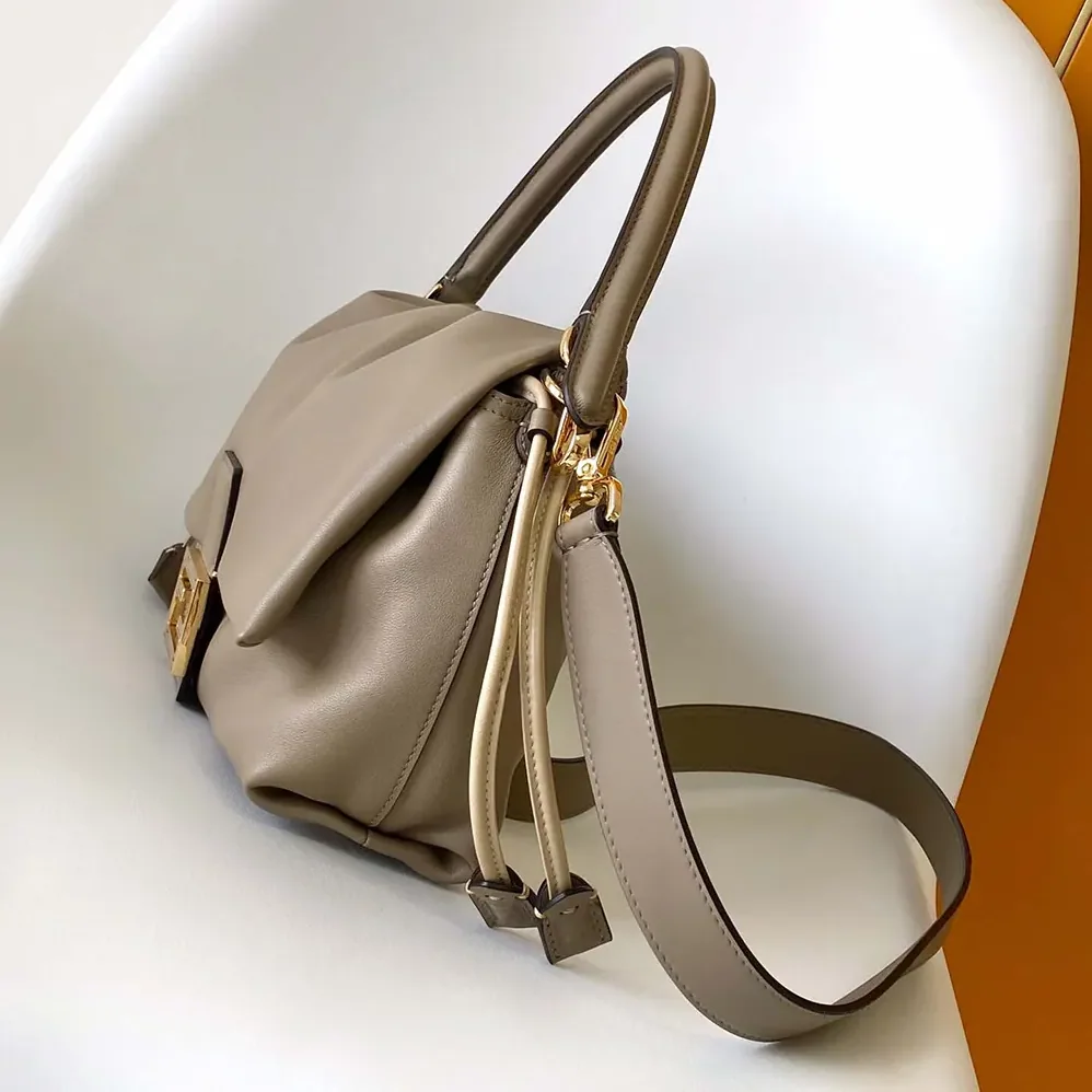 Fendi Mamma Baguette Medium Dove Gray Nappa Leather Bag for Women