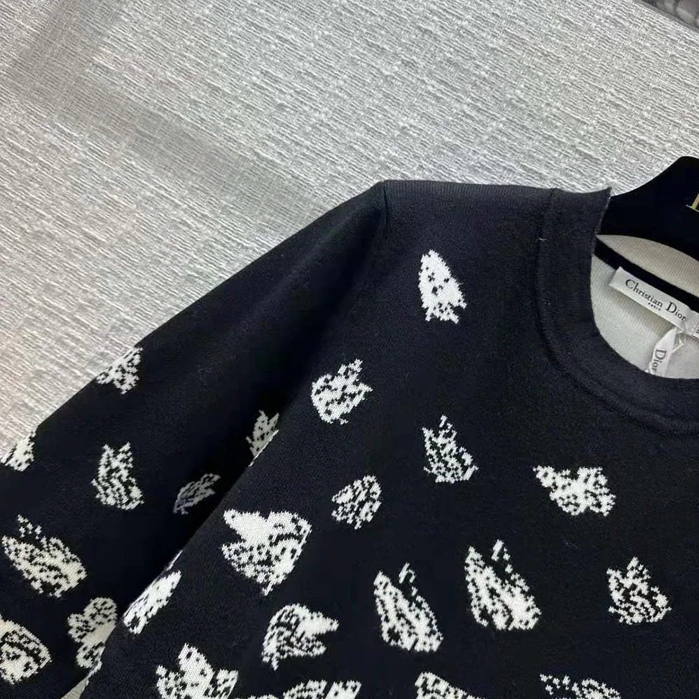 Dior Dioralps Reversible Sweater Black and White Technical Cashmere Knit for Men