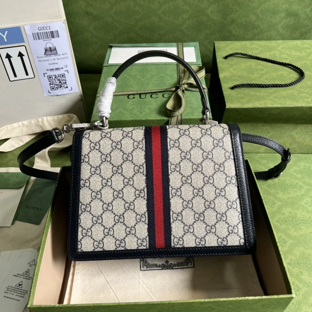 Gucci Ophidia Small Top Handle Bag / Beige Supreme Canvas Silver Hardware Gucci Ophidia Small Top Handle Bag / Beige Supreme Canvas Silver Hardware