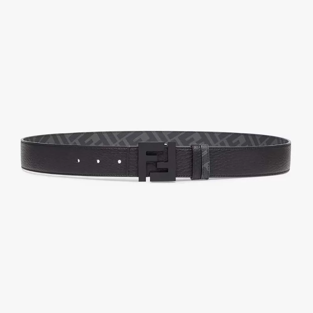 Fendi FF Belt Black Leather Reversible for Men