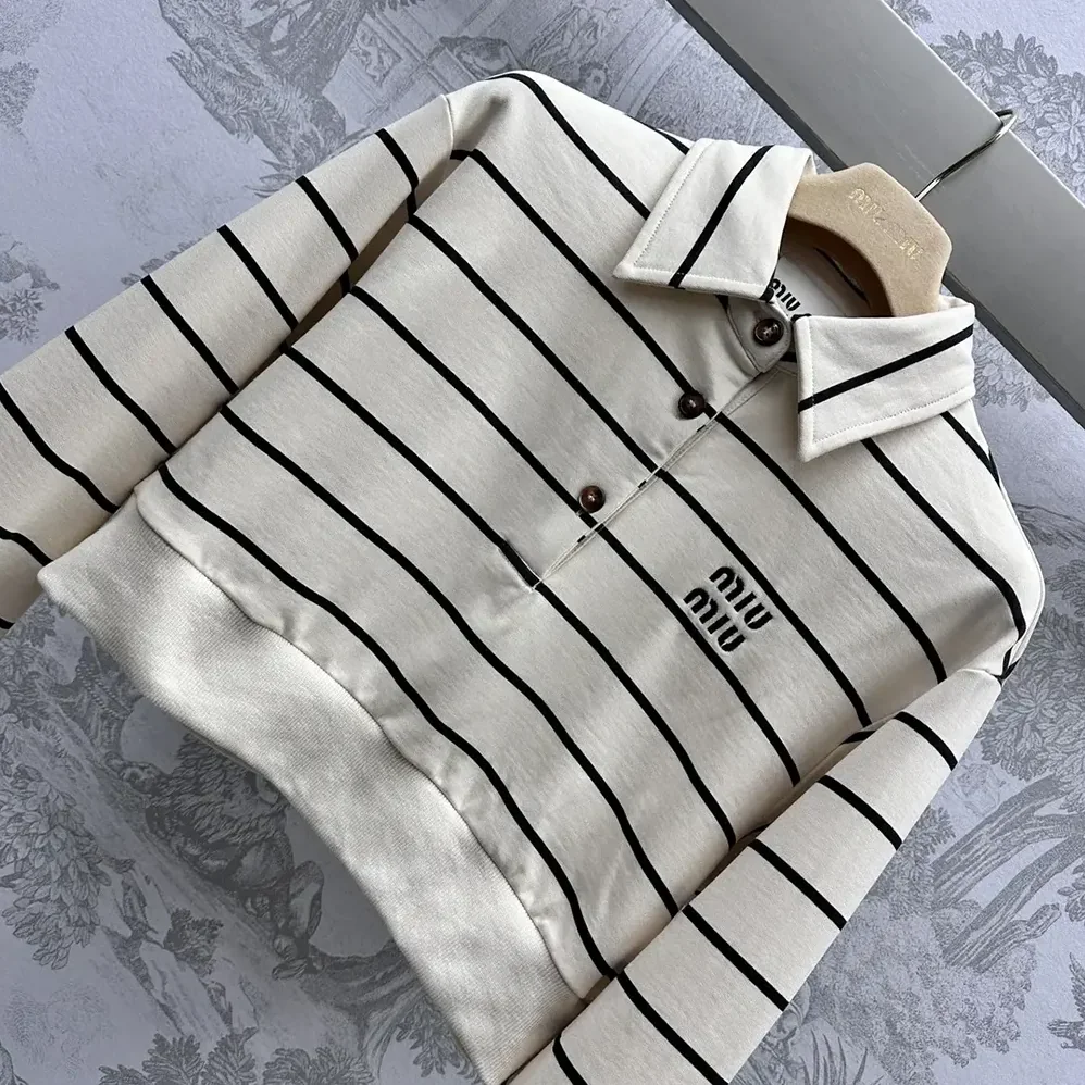 Miu Miu Cotton Fleece Polo Shirt for Women Miu Miu Cotton Fleece Polo Shirt for Women
