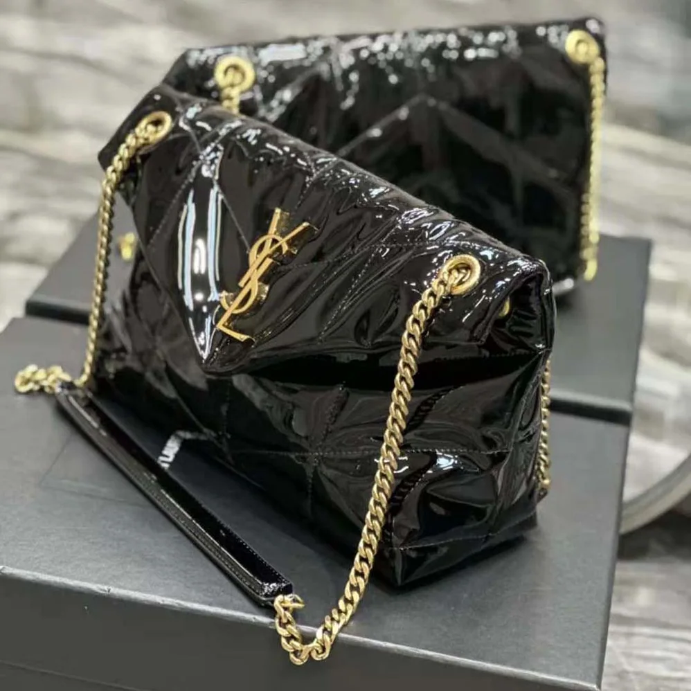 Saint Laurent YSL Puffer Small Chain Bag in Quilted Vinyle for Women in Black Saint Laurent YSL Puffer Small Chain Bag in Quilted Vinyle for Women in Black