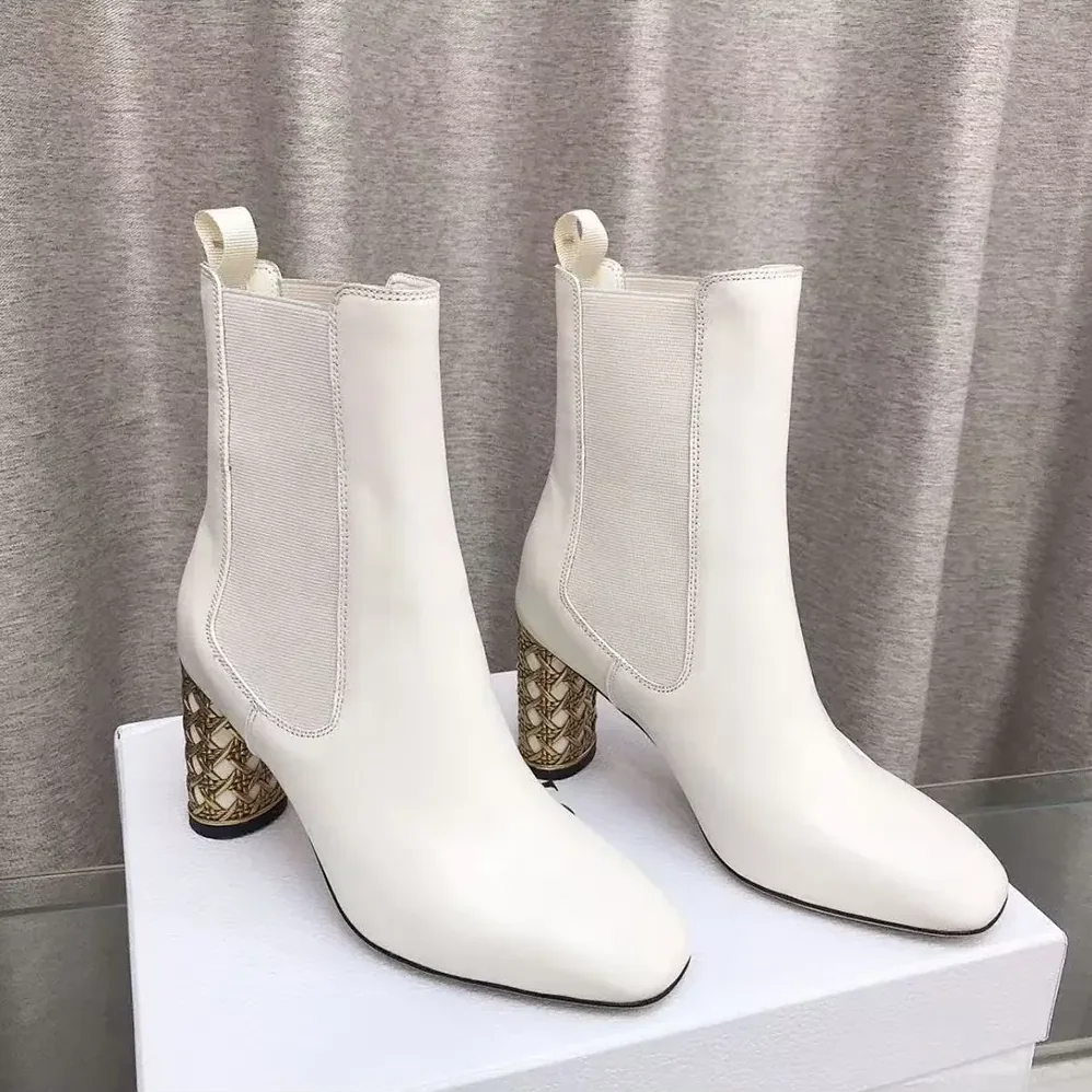Dior Icon Heeled Ankle Boot White Calfskin for Women Dior Icon Heeled Ankle Boot White Calfskin for Women