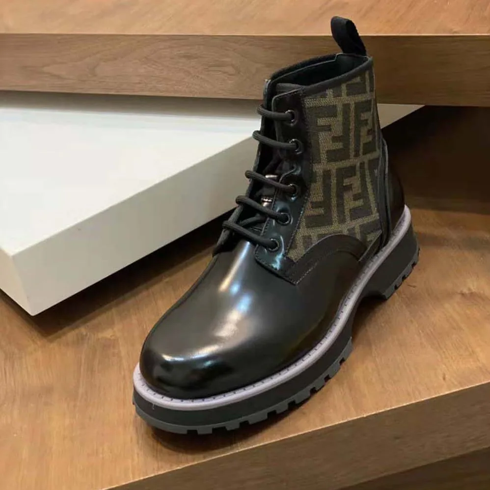 Fendi Biker Boots Black Leather Biker for Men