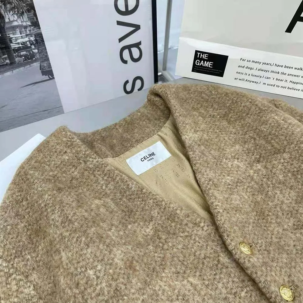 Celine Oversized Cardigan in Alpaca Wool for Women in Brown