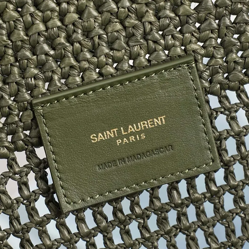 Saint Laurent YSL Icare Medium In Raffia Dark Green for Women